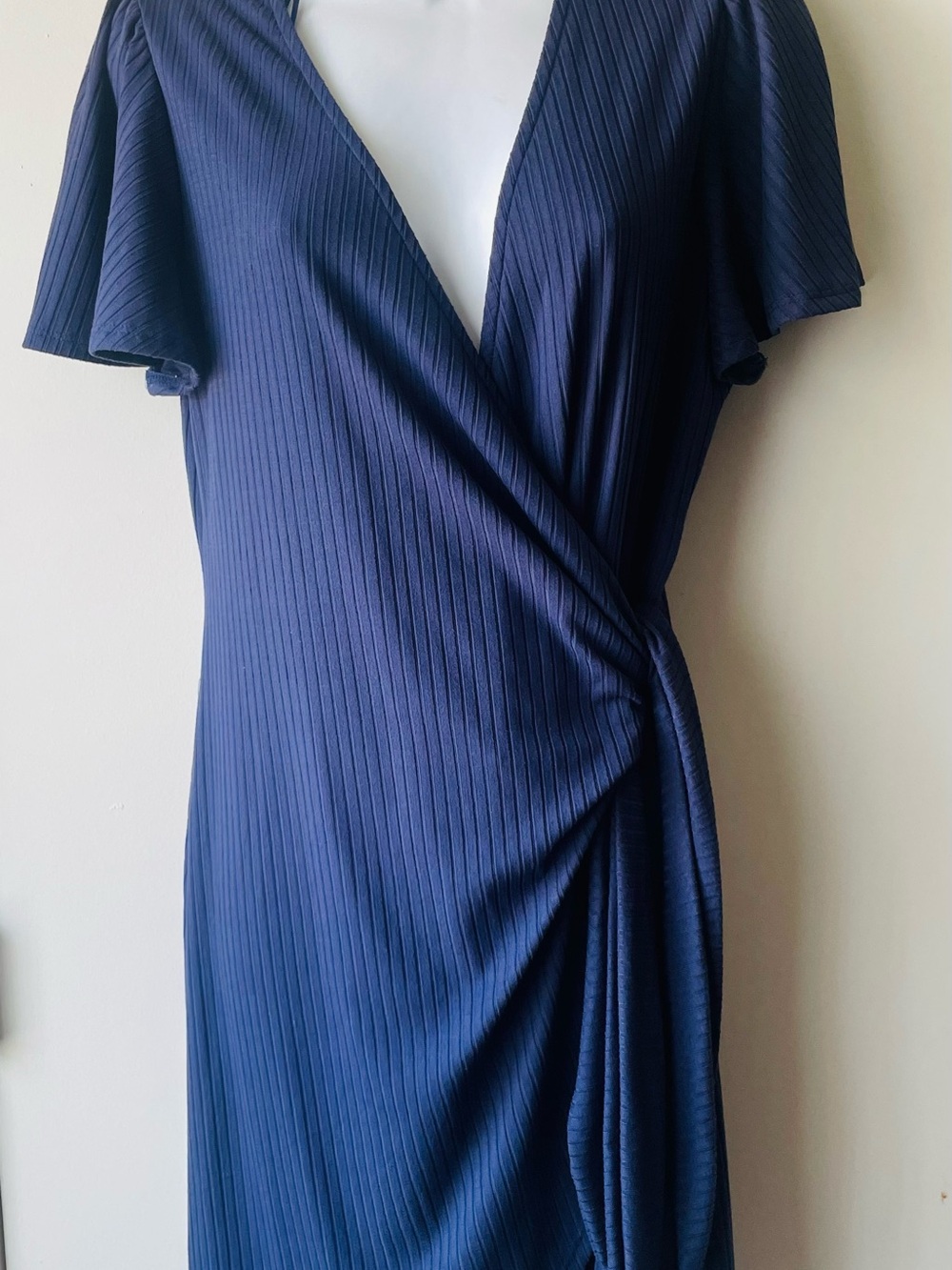 Socialite Navy Ribbed Wrap Mini Dress - Picture 4 of 9